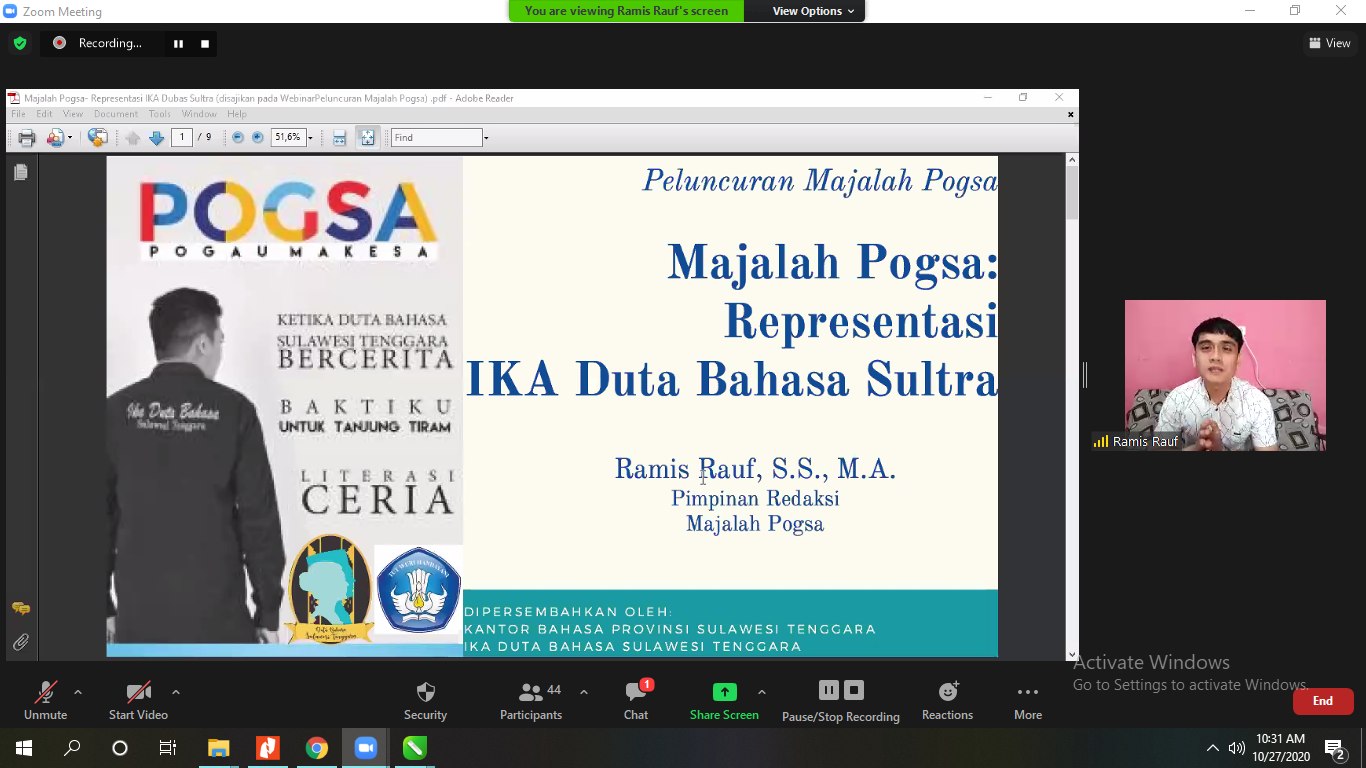 Sosialisasi Daring Majalah Pogau Makesa