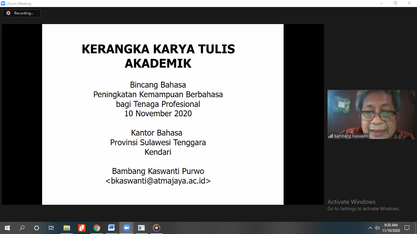 Bincang Bahasa: Peningkatan Kompetensi Berbahasa Indonesia bagi Tenaga Profesional