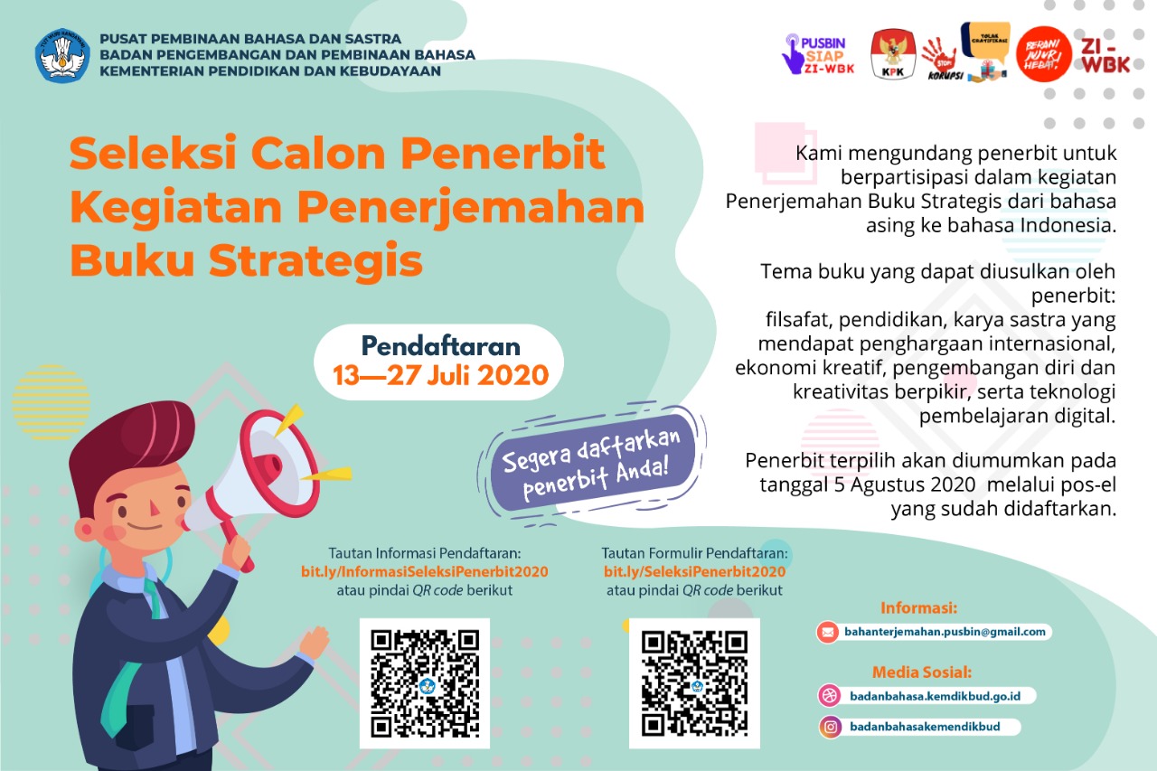Seleksi Calon Penerbit Kegiatan Penerjemahan Buku Strategis Tahun 2020